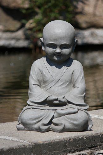 Figur Shaolin Mönch Meditationsgeste - für Haus und Garten - Höhe 42 cm - grau von Stone-Lite