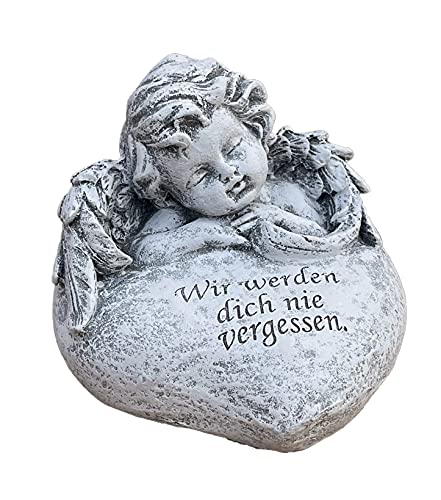 stoneandstyle Grabschmuck Engel Herz Wir Werden Dich nie vergessen Steinguss frostfest massiv von stoneandstyle