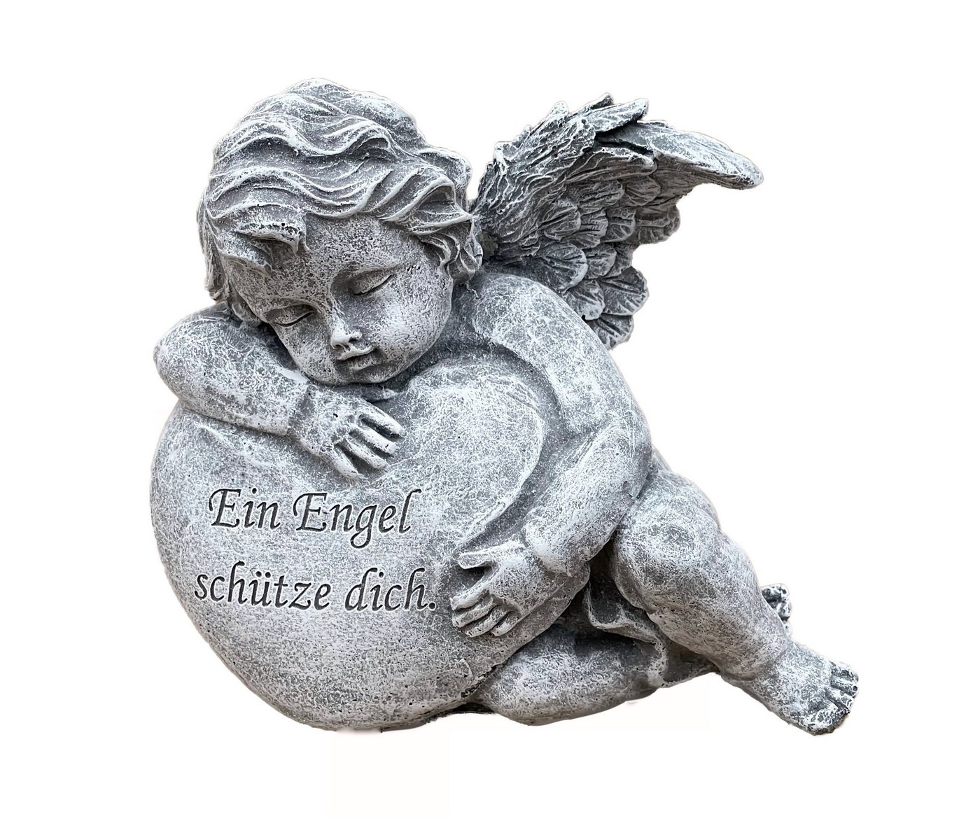Stone and Style Engelfigur Steinfigur Engel am Herz Ein Engel schütze Dich" frostfest" von Stone and Style