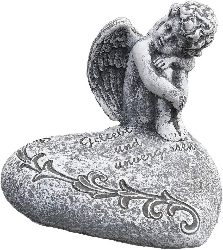 Stone and Style Engelfigur Steinfigur Engel auf Herz Geliebt und Unvergessen von Stone and Style
