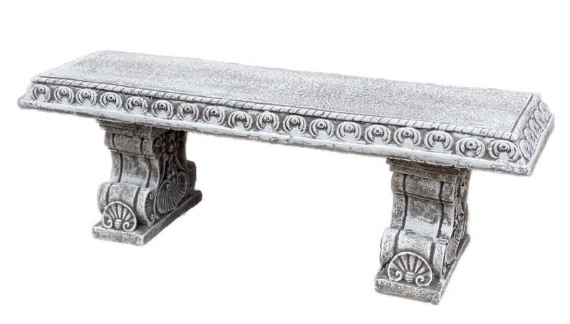Stone and Style Gartenfigur Deko Bank aus massiven Steinguss, 62 cm Breite, frostfest, 14,6 kg von Stone and Style