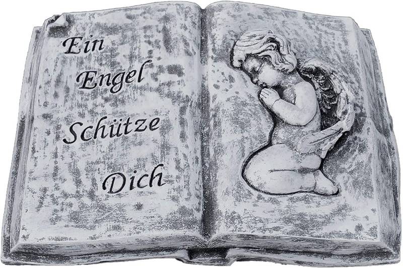 Stone and Style Gartenfigur Grabschmuck Steinguss Buch Ein Engel schütze Dich frostfest von Stone and Style