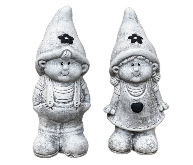 Stone and Style Gartenfigur Steinfigur 2er Set Wichtel Paar Junge und Mädchen, frostfest von Stone and Style