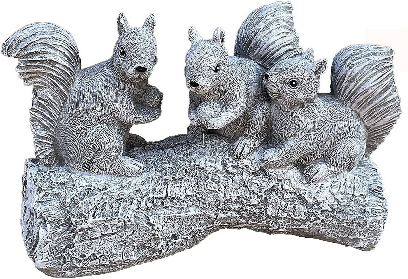 Stone and Style Gartenfigur Steinfigur 3 Eichhörnchen auf Stamm von Stone and Style