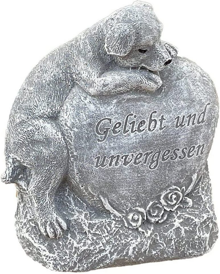 Stone and Style Gartenfigur Steinfigur Grabschmuck Hund Herz Geliebt und Unvergessen von Stone and Style