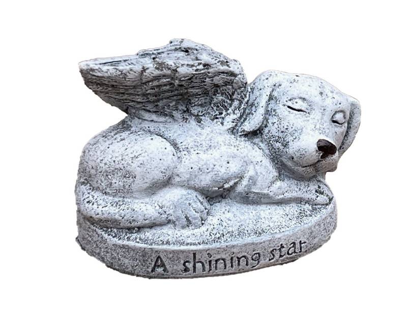 Stone and Style Gartenfigur Steinfigur Grabstein Hund "a shining star" frostfest Steinguss von Stone and Style