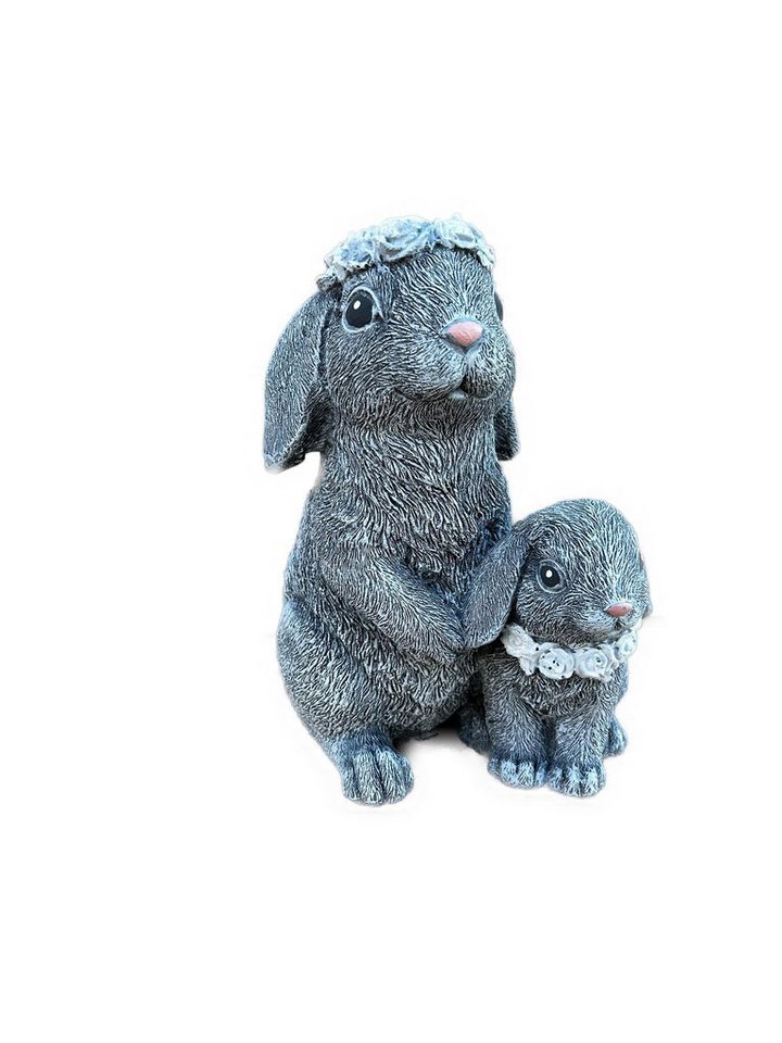 Stone and Style Gartenfigur Steinfigur Hasen Hasenmutter mit Nachwuchs Hase frostfest von Stone and Style