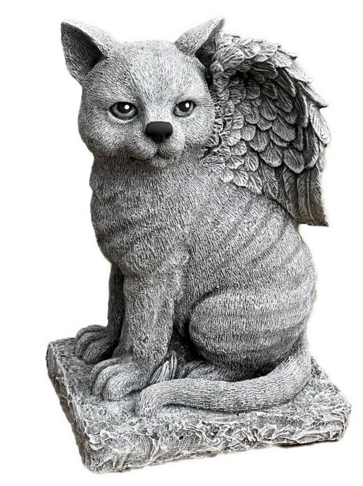 Stone and Style Gartenfigur Steinfigur Katzenengel Katze Engel frostfest Steinguss von Stone and Style