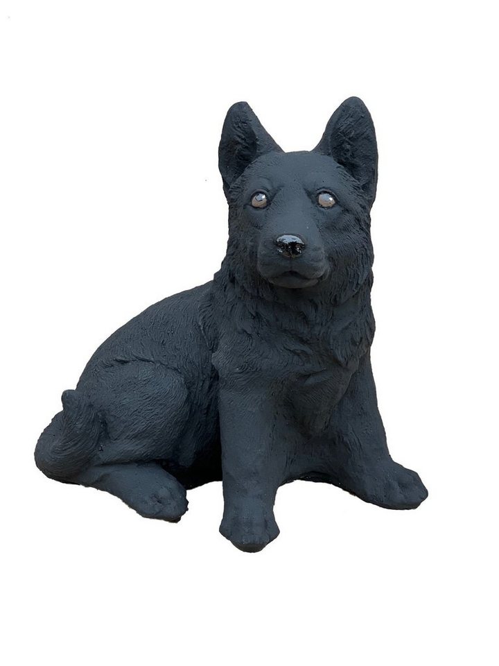 Stone and Style Gartenfigur Steinfigur Schäferhund klein in schwarz von Stone and Style