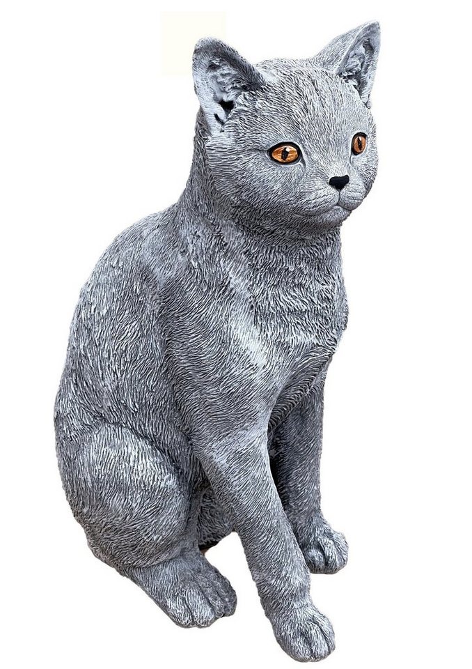 Stone and Style Gartenfigur Steinfigur große Katze sitzend lebensecht von Stone and Style