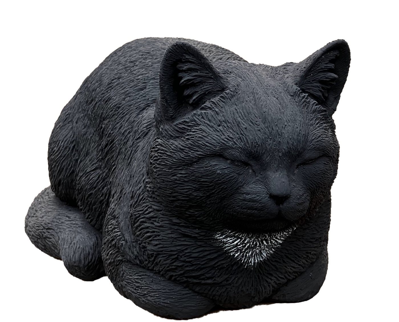 Stone and Style Gartenfigur Steinfigur große schwarze Katze Träumerle frostfest ca. 36 cm Länge von Stone and Style