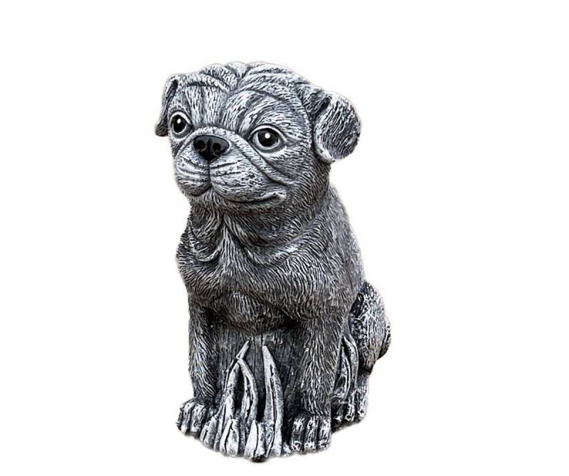 Stone and Style Gartenfigur Steinfigur kleiner Mops frostfest Steinguss von Stone and Style
