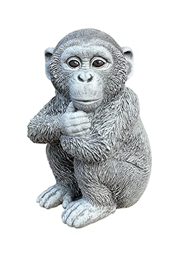 Stone and Style Steinfigur Schimpanse AFFE frostfest Steinguss Gartenfigur von stoneandstyle