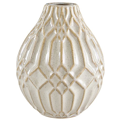 Amazon-Marke: Stone & Beam Rechteckig Moderne Keramik-Blumenvase mit geometrischem Muster Large weiß von Stone & Beam