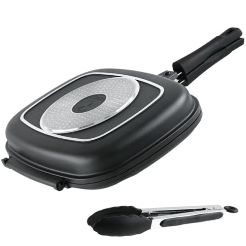 Doppelseitige Grillpfannen 32 cm, steinbeschichtete Antihaftpfannen Deutsche Qualität Greblon C3+, verwendet von MICHELIN-Sternerestaurants von Stone&Stone