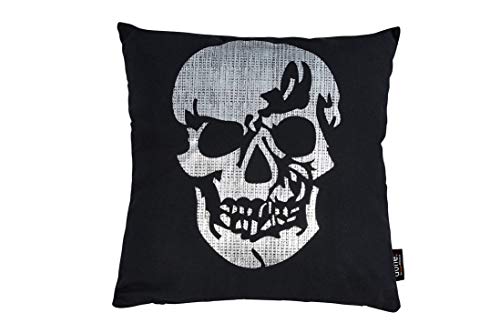 Stone Done Kissenbezug inkl. Füllkissen Totenkopf Schädel mit Silberdruck Größe Kissen 45x45cm Glanzdruck Silber von Stone