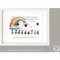 Abschiedsgeschenk Erzieherin Personalisiert - Steinbild Mit Danke-Botschaft Geschenk Kindergarten Kita Handgemacht Im Rahmen von StoneArt2015