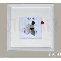 steinbild Hochzeit „Mr & Mrs" Hochzeitsgeschenk Für Brautpaar Handgemacht Personalisiert Natursteine Einzigartiges Unikat von StoneArt2015
