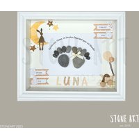 steinbild Geburt Geschenkrahmen Baby Taufgeschenk Babyparty Patengeschenk von StoneArt2015