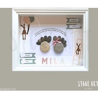 steinbild Geburt Geschenkrahmen Baby Taufgeschenk Babyparty Patengeschenk von StoneArt2015