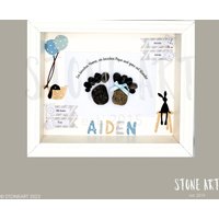 steinbild Geburt Geschenkrahmen Baby Taufgeschenk Babyparty Patengeschenk von StoneArt2015