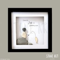 steinbild "Zeit Zum Glücklich Zu Sein" Angler Geschenk Für Papa Weihachtsgeschenk Geburtstagsgeschenk Handgemacht von StoneArt2015