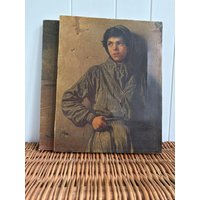 Vintage Boy At Work Leinwanddrucke American Classic Art | 13x11 von StoneButtonStudio