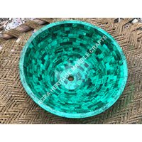 Handgefertigtes Marmor Waschbecken Malachit & Perlmutt Inlay von StoneHandicraftShop