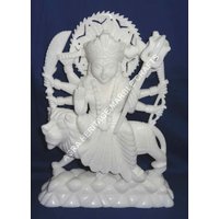 Weiße Marmorgöttin Maa Durga Mata Idol Handgemachte Statue 14 "Religiöses Hindu Geschenk Dekor von StoneHandicraftShop