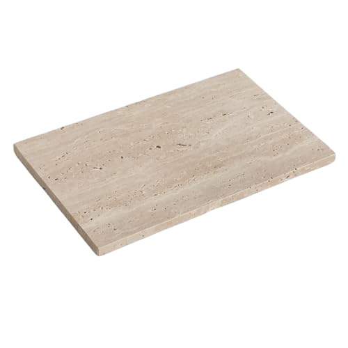 StonePlus Loch Stein Rechtwinklig Kleine Marmorplatte Oberfläche Platte mit Antirutschmatte Dekorative Tablett für Zuhause (9.84x5.9x0.39) von StonePlus