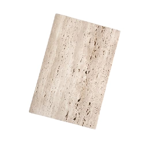 StonePlus Lochstein Rechtwinklige Marmorplatte Oberflächenplatte mit rutschfester Matte dekoratives Tablett für Zuhause (Beige Travertin 11,8 x 7,87 x 0,39) von StonePlus
