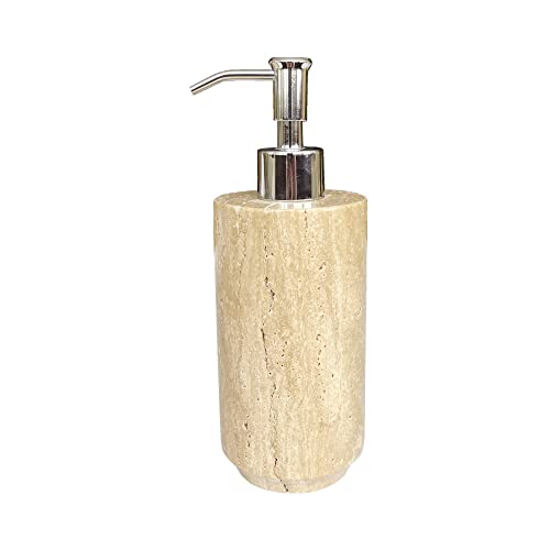 StonePlus Natürlicher Beige Travertin nachfüllbarer Flüssigkeitsspender für das Badezimmer, Lotionen, Seifenbehälter (Beige Travertin) (Beige Travertin) von StonePlus