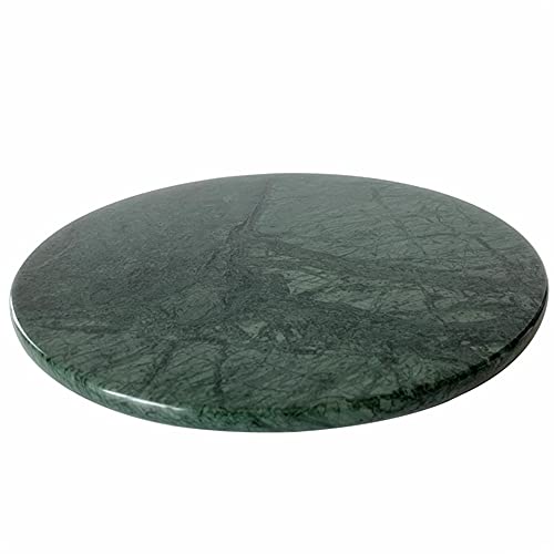 StonePlus Natürliches rundes Marmor-Tablett, glänzend, für Dessert, Käse, Kaffee, beidseitig glatt (grün) von StonePlus
