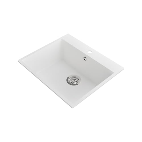 STONESTYLE Granitspüle 58x50cm für Unterschrank 60 cm | Küchenspüle mit 1 Becken Amber 60 | Weiß von StoneStyle