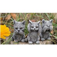 Stoneandstyle Steinfigur 3Er Katzen Nicht Hören Sagen Sehen Frostfest Gartenfigur von StoneandstyleDE