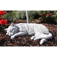 Stoneandstyle Steinfigur Große Katze Schlafend Lebensecht Frostfest Gartenfigur Steinguss von StoneandstyleDE