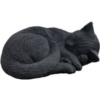 steinfigur Katze Schlafend Eingerollt Schwarz von StoneandstyleDE