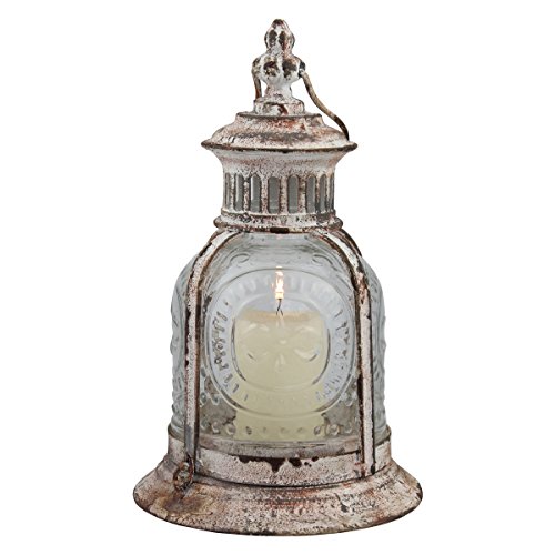 Stonebriar 10" Antique White Metal Votive Candle Lantern with Handle von Stonebriar