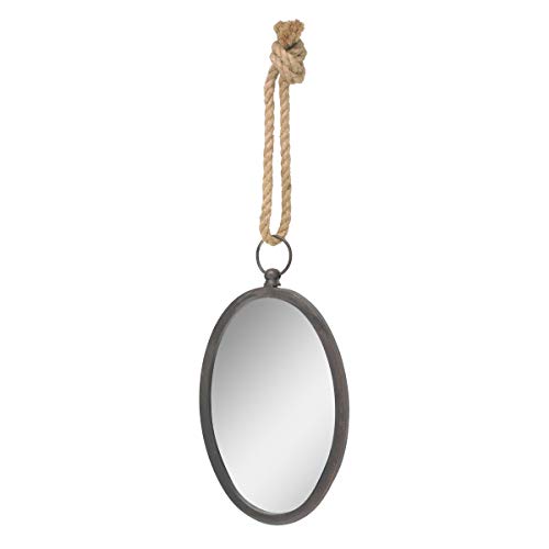 Stonebriar 11.5" x 7.6" Oval Metal Wall Mirror with Rope Hanging Loop von Stonebriar