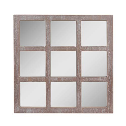 Stonebriar 23.5" x 23.5" Square Rustic 9 Panel Window Pane Hanging Wall Mirror with Attached Mounting Brackets von Stonebriar