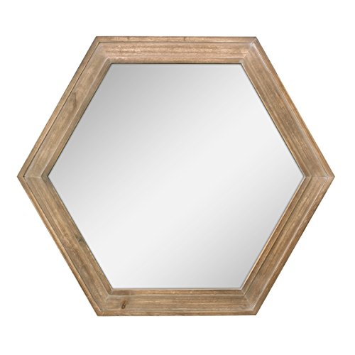 Stonebriar Decorative 24" Hexagon Hanging Wall Mirror with Natural Wood Frame and Attached Hanging Bracket von Stonebriar