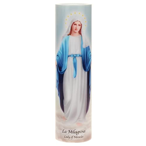Stonebriar Lady of Miracles Flameless LED Devotional Prayer Candle with Automatic Timer, Plastic, 8" von Stonebriar
