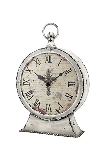 Stonebriar Large 12 Inch Decorative Battery Operated Table Top Clock with Roman Numerals and Antique White Finish, Metall, 13" von Stonebriar