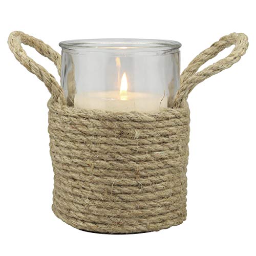 Stonebriar Nautical Rope Wrapped Pillar Candle Holder with Rope Handles, Coastal Home Decor, Decorative Piece for Living Room, Dining Room, Bathroom, and Bedroom, Tall von Stonebriar
