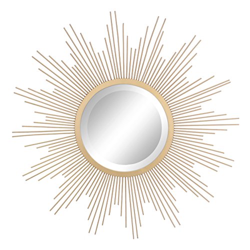 Stonebriar Round Decorative Antique Gold 23" Metal Starburst Hanging Mirror for Wall von Stonebriar