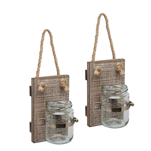 Stonebriar Rustic White Wash Wooden Mason Jar Wall Sconce Set with Hanging Loop Stonebriar Rustic White Wash Wooden Mason Jar Wall Sconce Set with Hanging Loop von Stonebriar