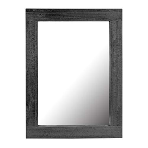 Stonebriar Rustic Rectangular Black Painted Wood Frame Hanging Wall Mirror for Vertical or Horizontal Display, 24" x 18" von Stonebriar