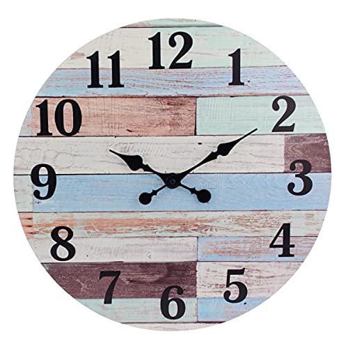 Stonebriar Vintage Coastal Worn Blue Round Battery Operated Wall Clock, 18" von Stonebriar