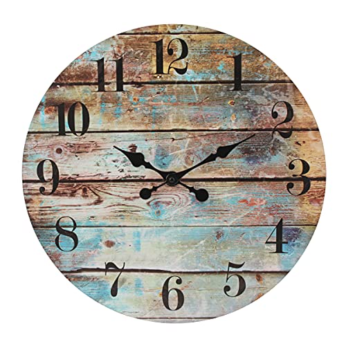 Stonebriar Vintage Farmhouse Wooden Round Battery Operated Hanging Wall Clock, 18" von Stonebriar