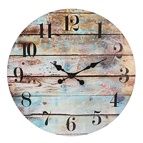 Stonebriar Vintage Farmhouse Wooden Round Battery Operated Hanging Wall Clock, 23.5" von Stonebriar